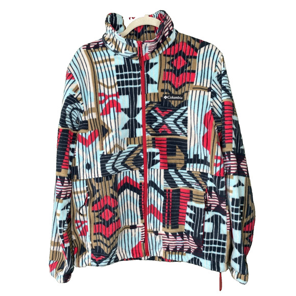 Columbia Fleece Mens Medium Steens Mountain Print Gorpcore Athleisure Sweater - Picture 1 of 11